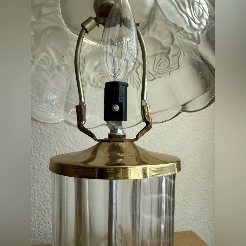 Vintage IMPERLUX West Germany Roses Hand Cut 24% Lead Crystal Lamp